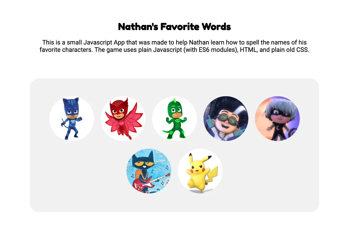 Nathan's Favorite Words project preview